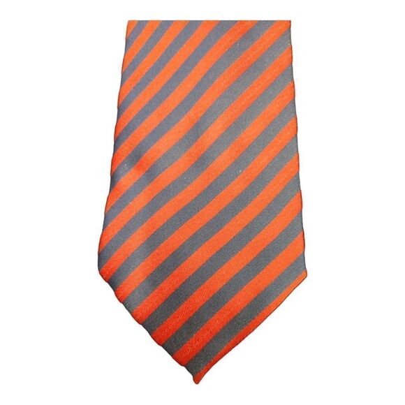 MEN'S ST. PATRICK NAVY/RED THIN DIAGONAL STRIPE TIE & POCKET SQUARE SET. - Picture 2 of 4